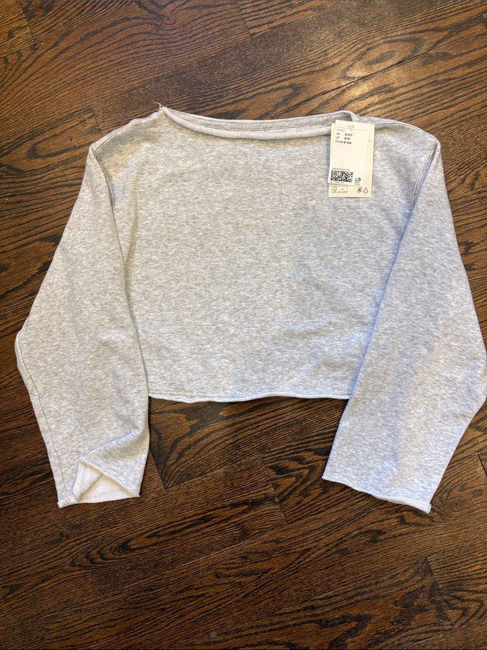 H&M Girls' Grey Cropped Long-Sleeve Top